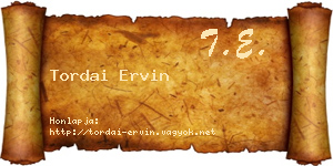 Tordai Ervin névjegykártya